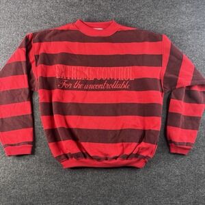Extreme Control Vintage 1990s Striped Crewneck Sweatshirt size Large Red